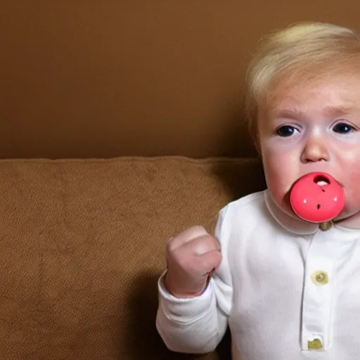 Prompt: cute baby donald trump with a pacifier