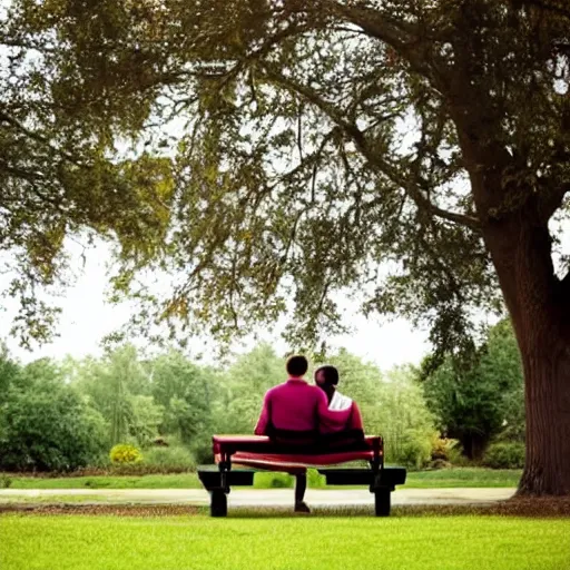 Image similar to a couple sitting on a park bench