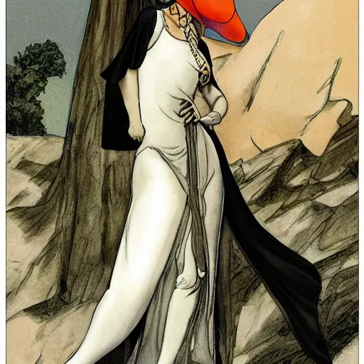 Prompt: gullivera wearing a white dress and a pirate hat, black long boots, octane render, by milo manara, 3 d