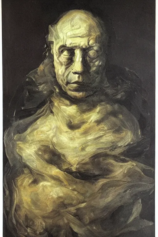 Prompt: mysterious portrait of medici emerging from the dark void, face partially melting like glitching out LSD effect, figure in the darkness of renaissance, Francisco Goya, painted by John Singer Sargant, Adrian Ghenie, style of Francis Bacon, highly detailed, 8k, trending on artstation