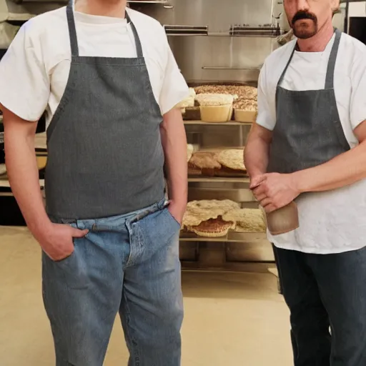 Prompt: walter and jesse from breaking bad open a bakery called baking bad