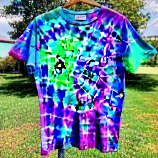 Image similar to A tie-dyed t-shirt with a Kirkland logo