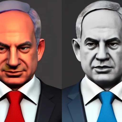 Image similar to a 3 d render of benjamin netanyahu as a video game character
