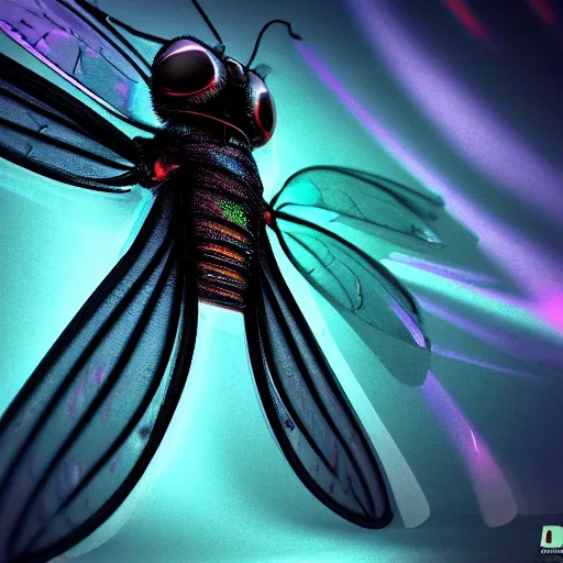 Prompt: ! dream an extremely high quality 8 k 3 d render of a metallic cyberpunk neon galaxy housefly with polished, highly reflective highly detailed, clean, sharp, crisp clean shapes, cast glass, brushed metal, symmetry, mercury, chrome, obsidian, highly detailed, macro, iridescent, high detail, very aesthetically pleasing