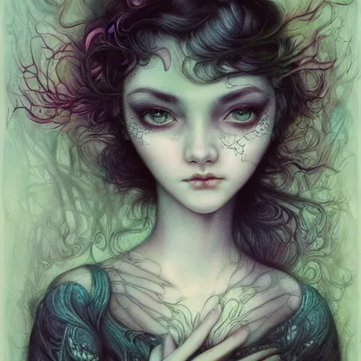 Image similar to a portrait in the style of anna dittmann and mark ryden and arthur rackham.