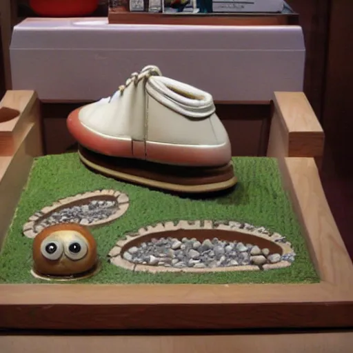 Image similar to marcel the shell with shoes on. By frank lloyd wright