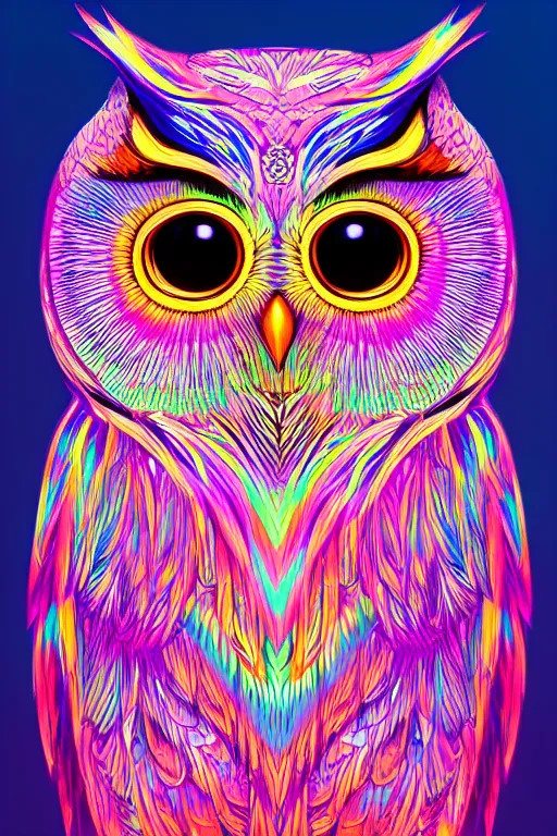 Image similar to glowing owl, beautiful colours, highly detailed, digital art, sharp focus, trending on art station