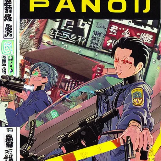 Prompt: 1997 Magazine Cover, Anime Neo-tokyo bank robbers fleeing the scene with bags of money, Police Shootout, Highly Detailed, 8k :4 by Katsuhiro Otomo : 8