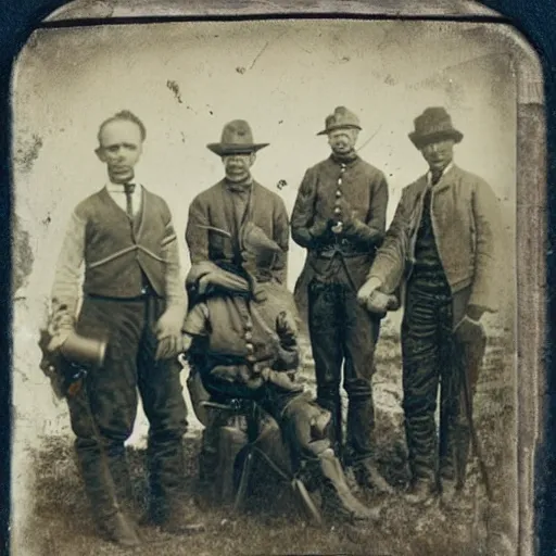 Image similar to tintype old picture of 1 8 0 0 s alien tech hunters