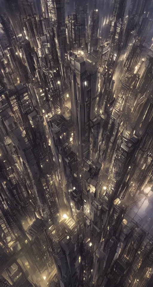 Prompt: megabuilding in futuristic city, in style of dieselpunk, detailed, sharp, 8 k