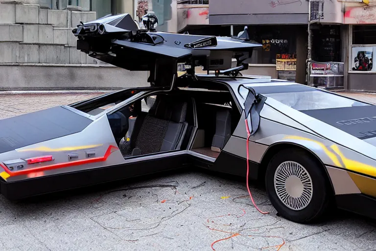 Image similar to cyberpunk 2 0 2 2 delorean