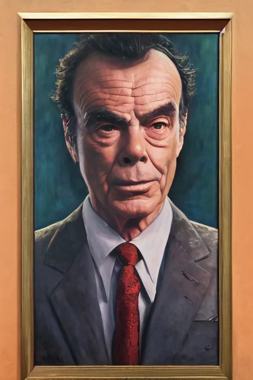 Prompt: beautiful oil painting of dean stockwell as al calavicci in quantum leap by chie yoshii, full body portrait, space, symmetrical face, dramatic lighting