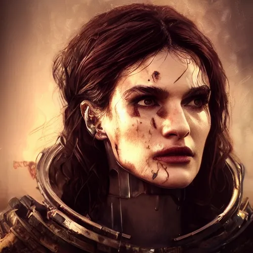 Image similar to rachel weisz portrait, dystopia core, apocalyptic, armor, warrior, dramatic, sharp focus, fiction, neon, fantasy, hyper detailed, digital art, trending in artstation, cinematic lighting, studio quality, smooth render, unreal engine 5 rendered, octane rendered, art style and nixeu and wlop and krenz cushart