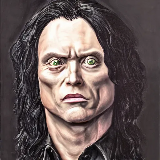 Image similar to tommy wiseau, hyperrealistic, photorealistic, hyperdetailed, horror lighting