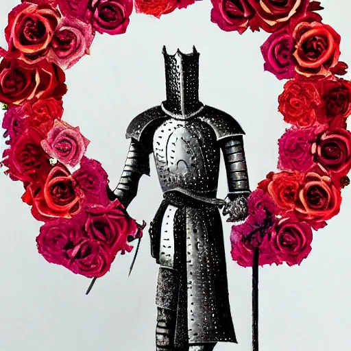 Image similar to a knight made out of roses