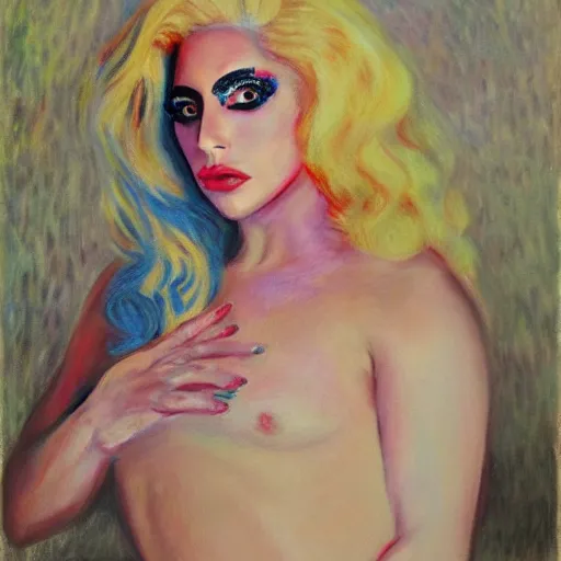 Prompt: lady gaga painted by monet