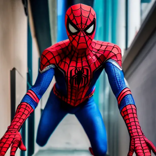 Image similar to Knockoff Spiderman in Bollywood, cinematic, dramatic, Sony a7R IV, symmetric balance, polarizing filter, Photolab, Lightroom, 4K, Dolby Vision, Photography Award