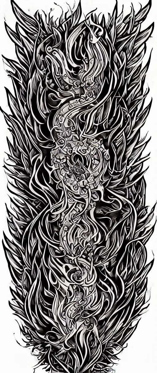 Prompt: eternal peyote fire, awardwinning tattoo concept art on white background