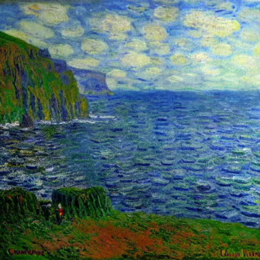 Prompt: the giants causeway painted by claude monet