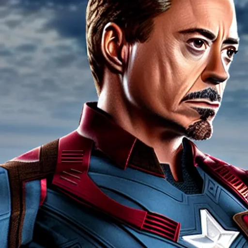 Image similar to robert downey jr. as captain america