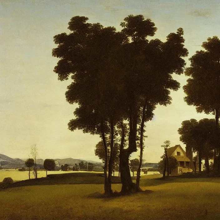 Image similar to a building in a serene landscape, by jean - auguste - dominique ingres