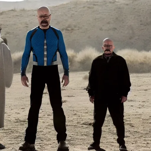 Image similar to walter white superhero movie