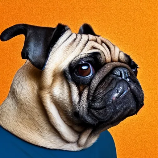 Image similar to a man with an english pug snout