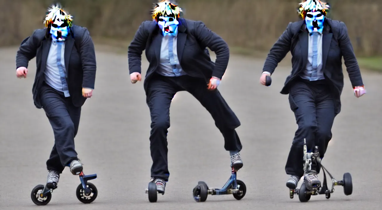 Image similar to Boris Johnson on rollerblades