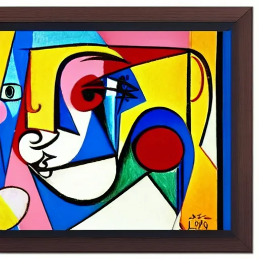 Prompt: best of picasso curved lineart females, cubism, boho neutral colors, framed