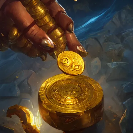 Prompt: thick golden coin spell, thick gold coin, floating golden coin, gold coin, floating coin, tossing a coin, bright masterpiece artstation. 8 k, sharp high quality artwork in style of jose daniel cabrera pena and greg rutkowski, concept art by tooth wu, blizzard warcraft artwork, hearthstone card game artwork