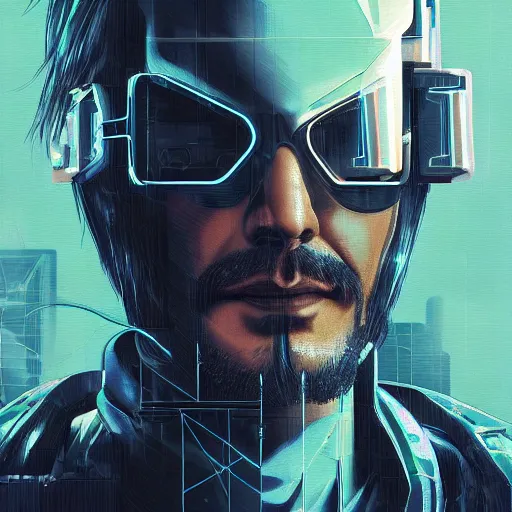 prompthunt: cyberpunk hideo kojima as the leader of a futuristic communist  nation, cybernetics, sharp lines, digital, artstation, colored in