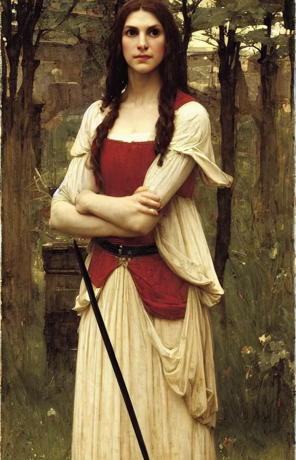 Prompt: kim wexler as a medieval knight by John William Waterhouse, William Adolphe Bouguereau