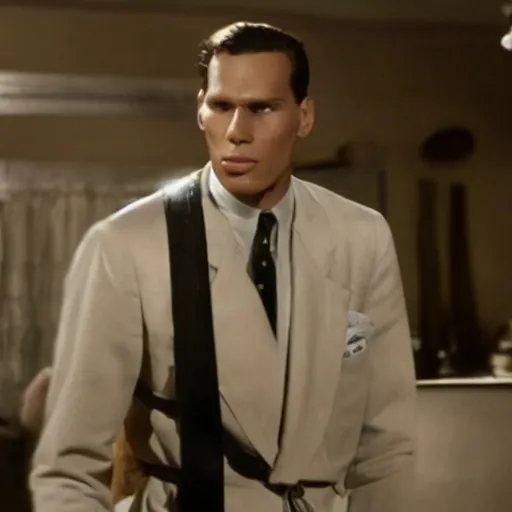 Prompt: Live Action Still of Jerma985 in Casablanca (film), real life, hyperrealistic, ultra realistic, realistic, highly detailed, epic, HD quality, 8k resolution, body and headshot, film still