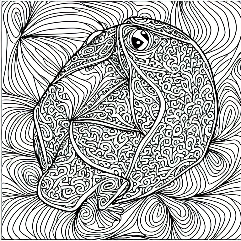 Image similar to beautiful frog, ornamental, fractal, line art, vector, outline, simplified, colouring page