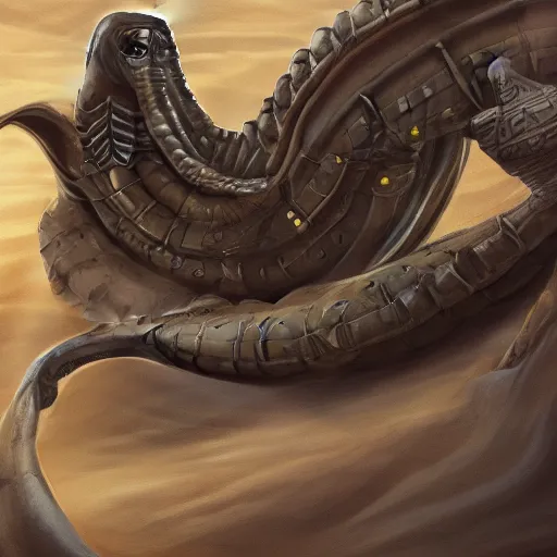 Prompt: joe biden's with dune sandworm body shai-hulud, artstation, sandworm, shai-hulud, shai hulud