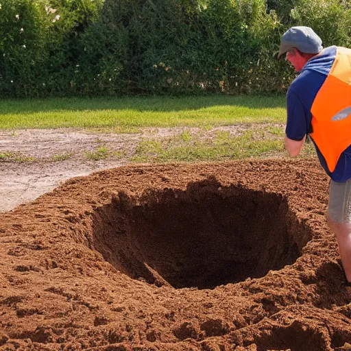 Image similar to a guy digging a hole and having a lot of fun