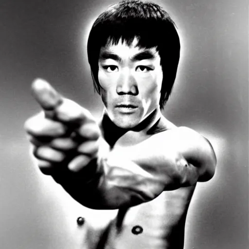 Image similar to a portrait picture of a 60 year old Bruce Lee,
