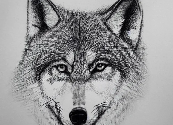 Image similar to a pencil drawing of a wolf, D&D made by by Pen Tacula