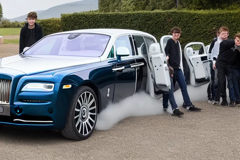 Image similar to stoned teenagers decided to drown Rolls-Royce