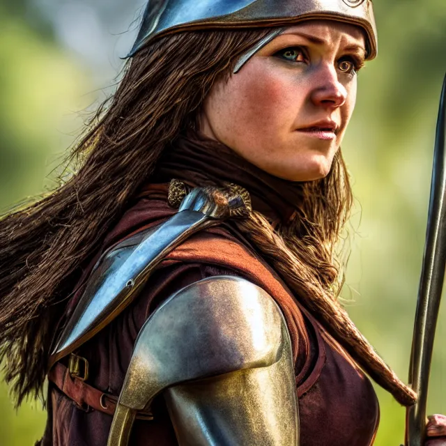 Image similar to female robin hood warrior, highly detailed, 8 k, hdr, smooth, sharp focus, high resolution, award - winning photo