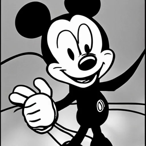 Prompt: walter white fighting mickey mouse, cartoon, funny, black and white