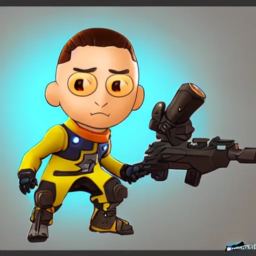 Image similar to stewie overwatch hero concept character, trending on artstation