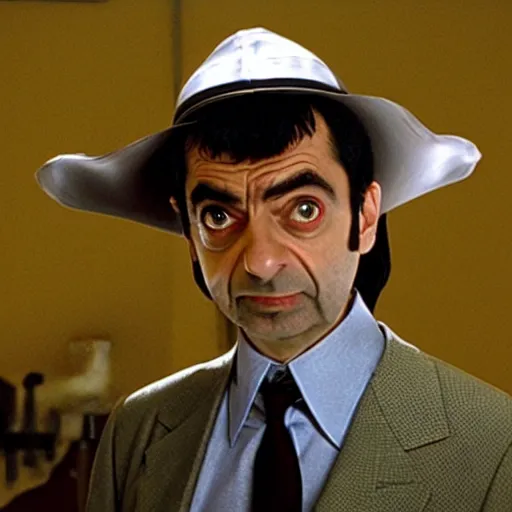 Image similar to film still of Mr Bean in Kill Bill