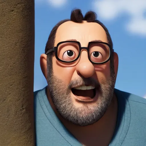 Image similar to jean reno as a pixar disney character from up ( 2 0 0 9 ), unreal engine, octane render, 3 d render, photorealistic