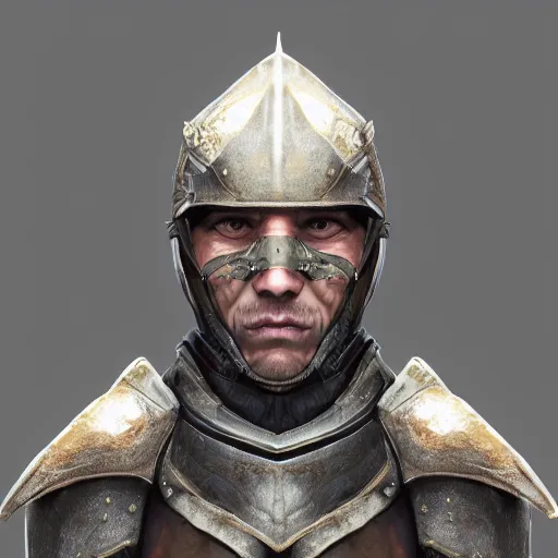 Prompt: a highly detailed headshot portrait of a man wearing epic armor concept art