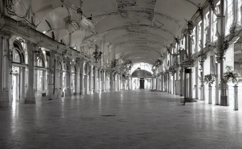 Prompt: empty arcade haunted by silver ghosts