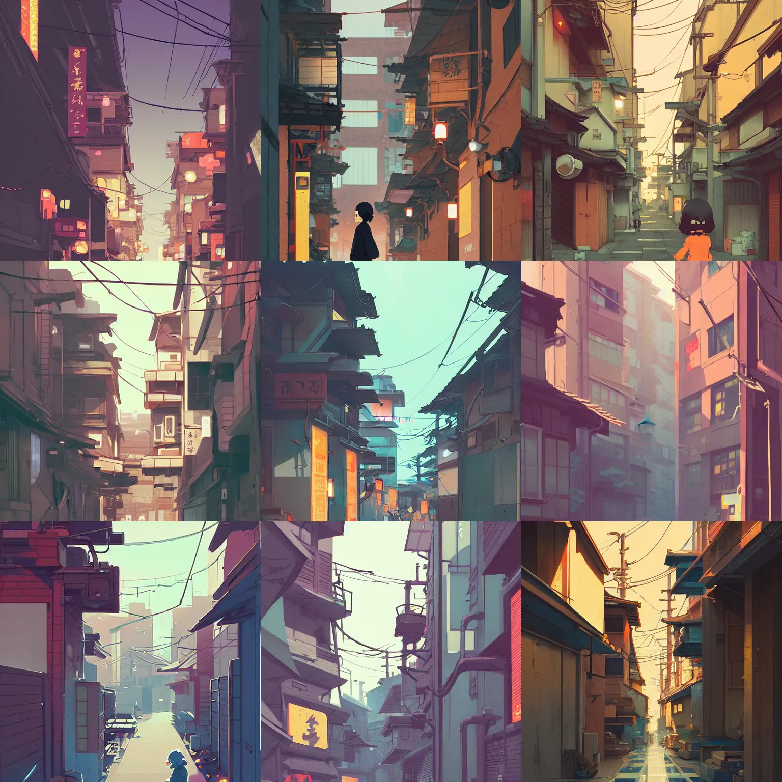 Prompt: tokyo alleyway by cory loftis, atey ghailan, makoto shinkai, hasui kawase, james gilleard, beautiful