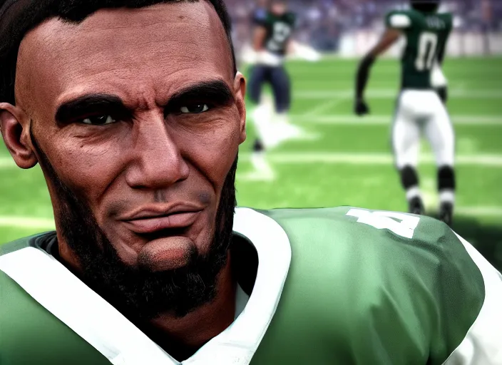 Prompt: facial portrait of a football player on the sidelines, cornerback abraham lincoln, reddit contest winner, madden 2 1, ps 4, character design