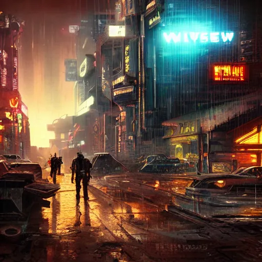 Image similar to cyberpunk wild west, high detail, blade runner style