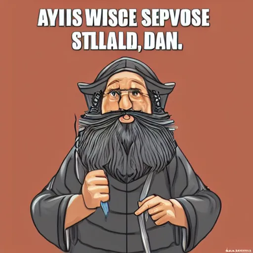 Prompt: a wise beared sysop fixing a linux server, gnu, stallman, RMS, server rack, data centre, ethernet cable, wise man, gandalf